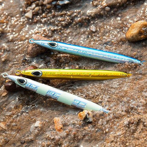 Goture Saltwater Fishing Jigs, Glow Vertical Jigs with Assist Hook Speed Fast Lead Jig Deep Sea Fishing Jigging Spoon Lures 10g-200g for Tuna, Salmon, Sailfish, Striped bass, Grouper Snapper, Kingfish in Saudi Arabia