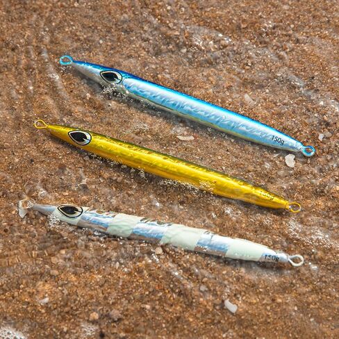 Goture Saltwater Fishing Jigs, Glow Vertical Jigs with Assist Hook Speed Fast Lead Jig Deep Sea Fishing Jigging Spoon Lures 10g-200g for Tuna, Salmon, Sailfish, Striped bass, Grouper Snapper, Kingfish in Saudi Arabia
