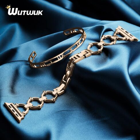 wutwuk متوافق مع سوار ساعة Apple 38 مم 40 مم 41 مم 42 مم 44 مم 45 مم iWatch SE Series 9 8 7 6 5 4 3 2 1، مجموعة أساور نسائية بأرقام رومانية أنيقة in Kuwait