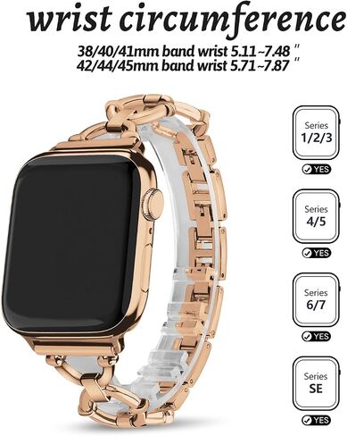 wutwuk متوافق مع سوار ساعة Apple 38 مم 40 مم 41 مم 42 مم 44 مم 45 مم iWatch SE Series 9 8 7 6 5 4 3 2 1، مجموعة أساور نسائية بأرقام رومانية أنيقة in Kuwait