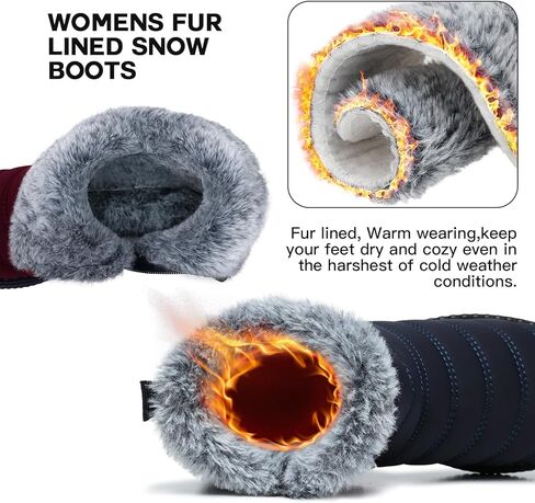 أحذية الثلوج النسائية SWQZVT للشتاء: أحذية دافئة للكاحل مقاومة للماء للنساء للطقس البارد وبطانة من الفرو أحذية معزولة مريحة للمشي مقاس ناعم in Kuwait
