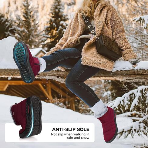 أحذية الثلوج النسائية SWQZVT للشتاء: أحذية دافئة للكاحل مقاومة للماء للنساء للطقس البارد وبطانة من الفرو أحذية معزولة مريحة للمشي مقاس ناعم in Kuwait
