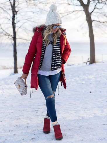 أحذية الثلوج النسائية SWQZVT للشتاء: أحذية دافئة للكاحل مقاومة للماء للنساء للطقس البارد وبطانة من الفرو أحذية معزولة مريحة للمشي مقاس ناعم in Kuwait