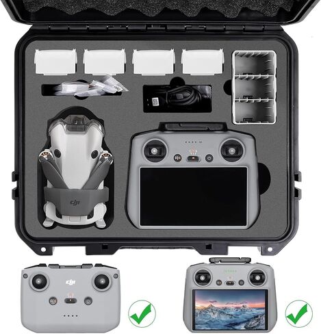 Professional Hard Case for DJI Mini 3 Pro Drone - Shockproof Waterproof Case for Mini 3 Compatible with 8 Batteries, DJI RC Smart Controller, Charging Hub, ND Filter Case, Propellers in Kuwait