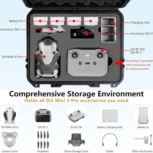 Professional Hard Case for DJI Mini 3 Pro Drone - Shockproof Waterproof Case for Mini 3 Compatible with 8 Batteries, DJI RC Smart Controller, Charging Hub, ND Filter Case, Propellers in Kuwait