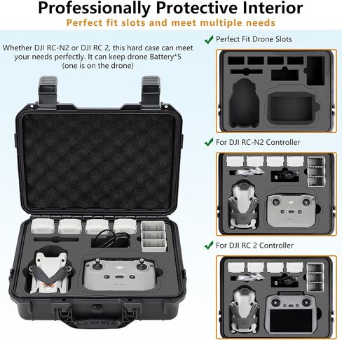 Professional Hard Case for DJI Mini 3 Pro Drone - Shockproof Waterproof Case for Mini 3 Compatible with 8 Batteries, DJI RC Smart Controller, Charging Hub, ND Filter Case, Propellers in Kuwait