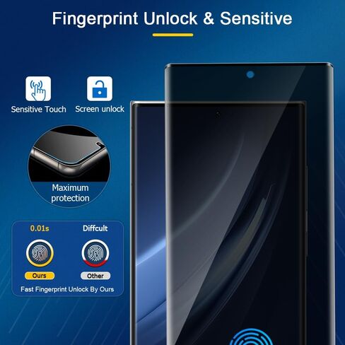 2+2 واقي شاشة للخصوصية لهاتف Galaxy S22 Ultra 5G مع حماية عدسة الكاميرا، زجاج مقسى مضاد للتجسس، تغطية كاملة ثلاثية الأبعاد لبصمة الإصبع، سهل التركيب لهاتف Samsung Galaxy S22 Ultra 6.8 بوصة in Saudi Arabia