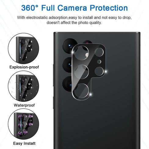 2+2 واقي شاشة للخصوصية لهاتف Galaxy S22 Ultra 5G مع حماية عدسة الكاميرا، زجاج مقسى مضاد للتجسس، تغطية كاملة ثلاثية الأبعاد لبصمة الإصبع، سهل التركيب لهاتف Samsung Galaxy S22 Ultra 6.8 بوصة in Saudi Arabia
