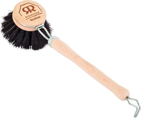Redecker German-Made Horse Hair Bristle Dish Brush, Soft All-Purpose Scrubber for Kitchen & Household with Strong Horse Hair Bristles, 1-1/2 inch Replaceable Brush Head, Single Unit, 9-inches Long in Saudi Arabia