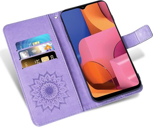Phone Case for Samsung Galaxy A20S Wallet Cases with Tempered Glass Screen Protector Sunflower Leather Slim Flip Cover Card Holder Stand Cell Accessories Glaxay A 20S Plus Gaxaly A207M Women Rose Gold in Saudi Arabia