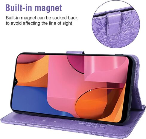 Phone Case for Samsung Galaxy A20S Wallet Cases with Tempered Glass Screen Protector Sunflower Leather Slim Flip Cover Card Holder Stand Cell Accessories Glaxay A 20S Plus Gaxaly A207M Women Rose Gold in Saudi Arabia