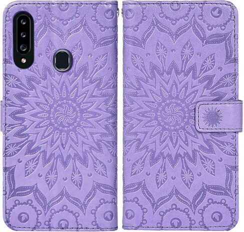 Phone Case for Samsung Galaxy A20S Wallet Cases with Tempered Glass Screen Protector Sunflower Leather Slim Flip Cover Card Holder Stand Cell Accessories Glaxay A 20S Plus Gaxaly A207M Women Rose Gold in Saudi Arabia