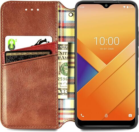 جراب محفظة Tracfone BLU View 5 B160V، جراب BLU View 5، جراب قلاب قابل للطي مع فتحة لبطاقة الائتمان وغطاء واقٍ مغناطيسي للإغلاق لهاتف BLU View 5 B160V - بني in Saudi Arabia