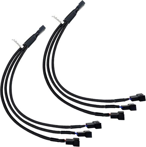 2-Pack 2 Way 4 Pin PWM Fan Splitter Cable 10.2 Inches Black Sleeved PC Case Fan Extension Cable (1 to 2) in Saudi Arabia