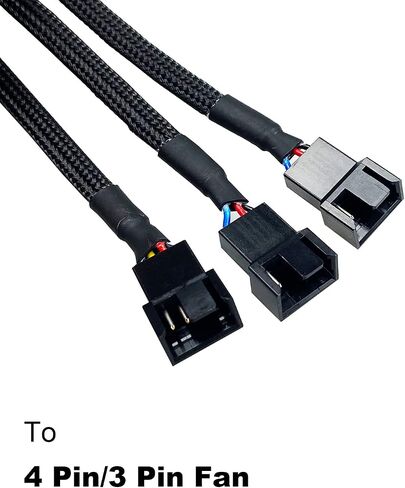 2-Pack 2 Way 4 Pin PWM Fan Splitter Cable 10.2 Inches Black Sleeved PC Case Fan Extension Cable (1 to 2) in Saudi Arabia