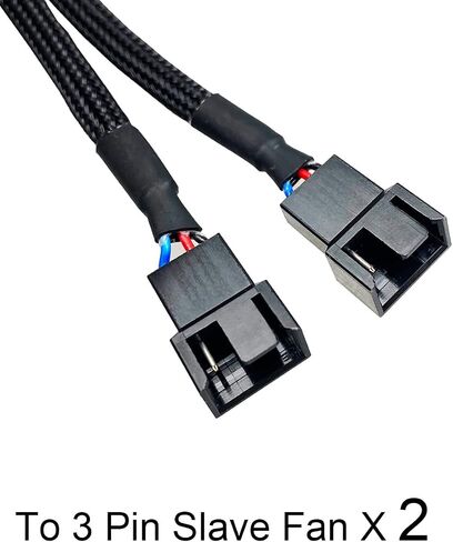 2-Pack 2 Way 4 Pin PWM Fan Splitter Cable 10.2 Inches Black Sleeved PC Case Fan Extension Cable (1 to 2) in Saudi Arabia