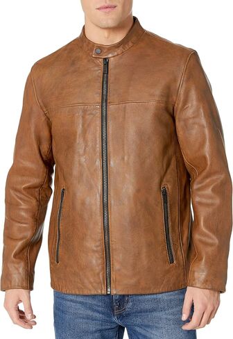 DKNY Men's Modern Lamb Leather Racer Jacket in Saudi Arabia
