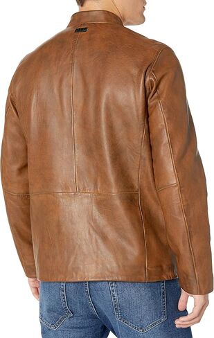 DKNY Men's Modern Lamb Leather Racer Jacket in Saudi Arabia