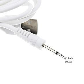 DC 2.5mm Jack Charger Male Port 100CM USB Charge Replacement Power Cable Intended for Lovsense Lush 2 Powerful Handheld Rechargeable Massager (White)
