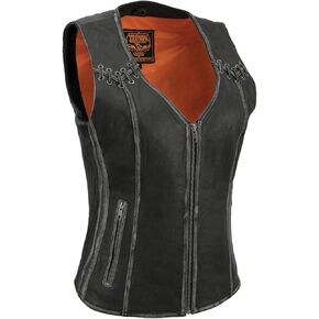 Milwaukee Leather MLL4526 Women's Classic Distressed Grey Leather Vest