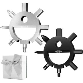 RoverTac Snowflake Multitool 2-Pack Christmas Gifts for Men Dad Husband Christmas Stocking Stuffers for Men 10-in-1 Multi Tool Screwdrivers Allen Wrenches Bottle Opener Bicycle Multitool-Mens Gifts