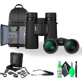 Nikon Monarch M7 8x42 Binocular, Waterproof, Fogproof, Rubber-Armored Full-Size Binocular with ED Glass & Wide Field of View, Oil & Water Repellent Coating & Locking Diopter + Neck Strap + More