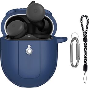 Case Cover for Google Pixel Buds Pro 2022, Soft Silicone Case for Google Pixel Buds Pro 2022 Shockproof Protective Earbuds Case with Carabiner and Lanyard(Blue)
