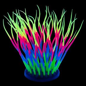 Fish Tank Decorations Fluorescent Rainbow Anemone Aquarium Decor Aquatic Plants Betta Fish Tank Decor Silicone Ornament Glowing Effect for Fish Tank Landscape Decoration, for Halloween(R)