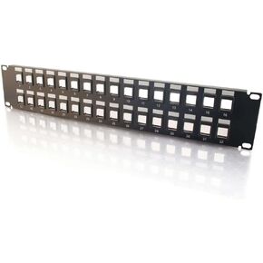 C2G 16-Port Patch Panel - Blank 1U Keystone Panel for Ethernet Cables - Works with Almost Any Snap-in Jack Including Cat6-03858, Black