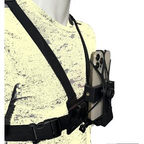 Adjustable Elastic Belt Body Mount Chest Strap Harness with 360° Rotating Phone Holder for Gopros Heros and Insta360 One Cameras and Mobile Phones