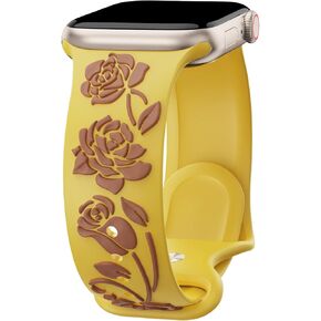 Floral Engraved Band Compatible with Apple Watch Bands for Women 40mm 38mm 41mm 44mm 45mm 42mm 49mm, for iWatch Bands Series 9 Ultra SE 8 7 6 5 4 3 2