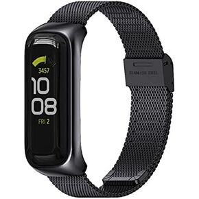 Metal Strap for Samsung Galaxy Fit 2 SM-R220 Watch Band Bracelet Replacement Watchband (Milan Black)