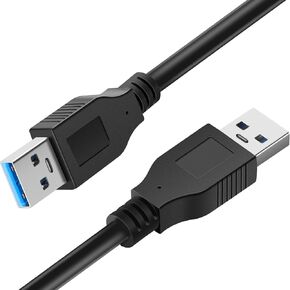 PASOW USB 3.0 Type A Male to Type A Male 24/28AWG Cable Cord (10 Feet, Black)