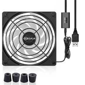 120mm High Speed 2500 RPM Low Noise External Cooling Fan,for Receiver,Raspberry, PlayStation, Game Consoles, Fiber Modem, Internet Gateway,Cabinet,Light Gray(1pcs)