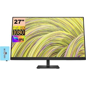HP 27" FHD IPS (1920x1080) Monitor Bundle with Docztorm Dock, 75Hz Display, 1 HDMI 1.4, 1 Display Port 1.2, 1 VGA, Anti-Glare, VESA Mount (100x100 mm), Ideal for Office Work, Black (2024 Latest Model)