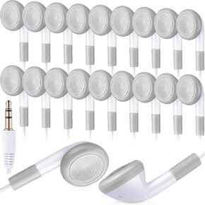 100 Pack Bulk Earbuds for Kids Students Children Classroom Ear Buds Class Set Headphones Multipack School Earphones Individually Bagged (Black and White)