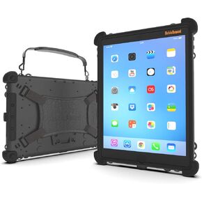MobileDemand Ultra Rugged Case for iPad 10.2 – Briefcase Handle, Back Hand Strap – Lightning Port Cover – Shock Absorbing Rubber Bumpers, Fully Protective Case – Black – Heavy Duty Tablet Case