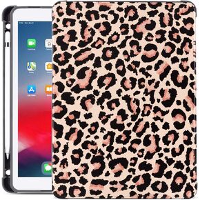 iPad 9th Generation 2021 Case 10.2 Inch, iPad Air/Pro 10.5 Inch, 8th/7th iPad Case, Premium Leather Folio Cover, Built-in Pencil Holder, Auto Wake/Sleep Multiple Viewing Angles, Cheetah Leopard