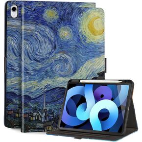 حافظة لجهاز iPad Air 6th 11 بوصة M2 /4th/5th Generation 10.9 مع حامل قلم رصاص، تنبيه/غفو تلقائي، مشبك مغناطيسي، غطاء حماية قابل للطي لجهاز Apple iPad Air 6/4/5 Gen 2024/2020/2022، ليلة مرصعة بالنجوم in Kuwait