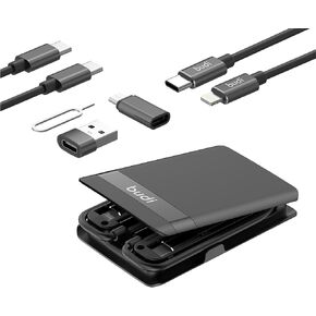 BUDI MFi Certified USB Type C Cable and 3 Types USB Adapter Combination Set USB Adapter Kit Cable Convertor Storage Box for Traveling Phone Pad Charging PC Computer Data Transfer