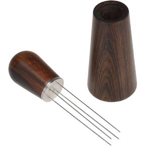 Espresso Coffee Stirrer WDT Distribution Tool, Coffee Powder Stirring, 304 Stainless Steel Needle Type Distributor, Wood Handle and Stand, Barista Hand Distribution Tool (Rosewood color)