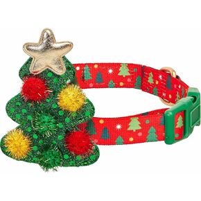 Blueberry Pet Christmas Tree Adjustable Dog Collar with Stunning Décor, Medium, Neck 14.5"-20"