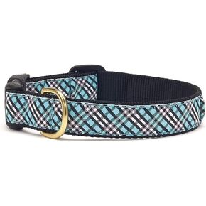 Up Country Aqua Plaid Dog Collar - Medium (Narrow)