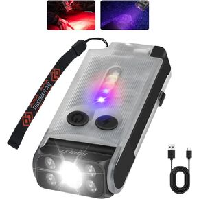 BORUIT V30 Rechargeable EDC Flashlight 900 LM Compact and Portable Clip Light, Keychain Lights with 365nm Blacklight UV/Red Flashlight,180°Rotatable Magnetic Light for Everyday Carry and Emergencies