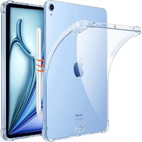 for iPad Pro 13 inch Case Clear M4 2024,Clear Case for iPad Pro 13 inch 5th Generation,Supports Apple Pencil 2nd/ Pencil Pro/Pencil(USB-C),Ligthweight Shockproof Soft TPU Back Shell-Clear