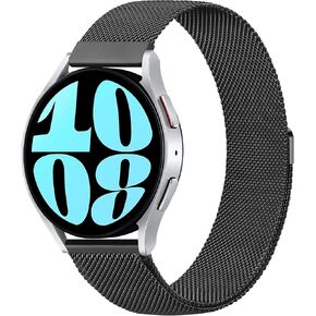 AK Metal Band Compatible with Samsung Galaxy Watch 6 Band 40mm 44mm / Galaxy Watch 6 Classic Bands 43mm 47mm, 20mm Stainless Steel Mesh Loop Magnetic Replacement Bracelet Strap for Galaxy Watch 6 Band Women Men
