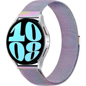 AK Metal Band Compatible with Samsung Galaxy Watch 6 Band 40mm 44mm / Galaxy Watch 6 Classic Bands 43mm 47mm, 20mm Stainless Steel Mesh Loop Magnetic Replacement Bracelet Strap for Galaxy Watch 6 Band Women Men