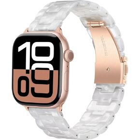 TRUMiRR Band for Apple Watch Series 10 42mm / 9 8 7 41mm / SE (2nd Gen) 40mm Starlight Women, Resin Watchband Stainless Steel Buckle Strap for iWatch SE Series 6 5 4 3 2 1 40mm 38mm