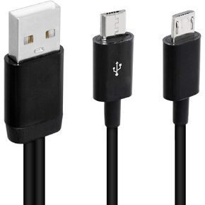 CERRXIAN 8 Inch USB 2.0 Type A Male to Dual Micro USB Male Splitter Y Data Supply Power Connector Adapter Cable (Black)