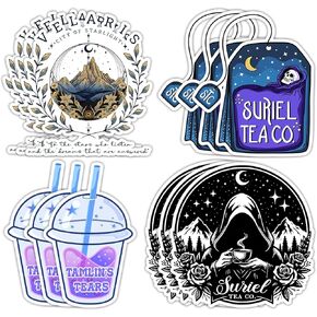 12pcs Suriel Tea Co Sticker, Tamlins Tears Sticker, Kindle Sticker Bookish Stickers Decals for Water Bottles Laptops Phone, Booktok Sticker, Books Sticker, Romantic Fantasy Reading Stickers